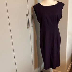 Moschino Cheap and Chic Elegant Deep Purple Wool Midi Dress